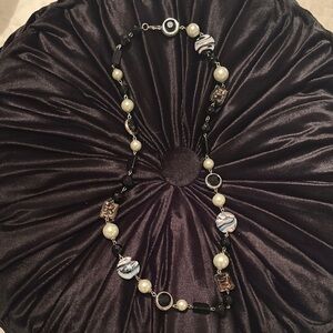 Elegant Black and White Beaded Necklace